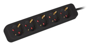 REGLETA LANBERG 5 TOMAS SCHUKO NEGRA 1.5M