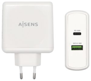 CARGADOR 48W AISENS 1xUSB-C PD3.0 30W 1xUSB-A QC3.0 18W BLANCO