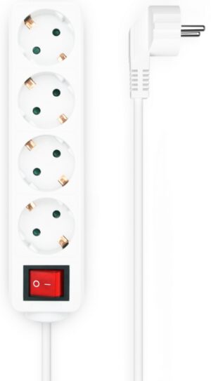 REGLETA AISENS BASE 4 TOMAS INTERRUPTOR CABLE 3x1.5MM2 1.4M BLANCO