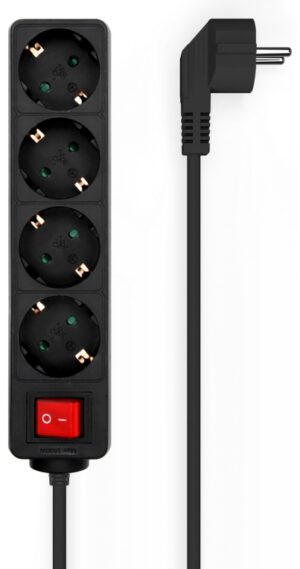 REGLETA AISENS BASE 4 TOMAS INTERRUPTOR CABLE 3x1.5MM2 1.4M NEGRO
