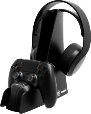 SOPORTE DE CARGA SNAKEBYTE PARA GAMEPAD PS5 Y AURICULARES DUAL CHARGE NEGRO