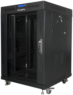 ARMARIO LANBERG RACK 19" 15U 600X600 FLAT PACK NEGRO PUERTA CRISTAL CON LCD