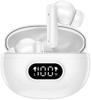 AURICULARES BLUETOOTH DENVER INALAMBRICOS CON ENC (4 MICROFONOS) BLANCO
