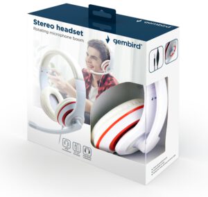 AURICULARES GEMBIRD MHS-03-WTRD BLANCO ROJO MICROFONO ALAMBRICO 3.5MM