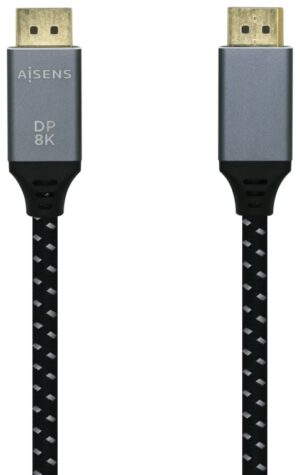 CABLE AISENS DISPLAYPORT V1.4 8K60HZ DP M-DP M GRIS NEGRO 1.5M