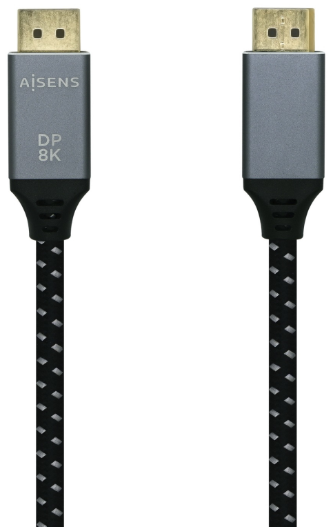 CABLE AISENS DISPLAYPORT V1.4 8K60HZ DP M-DP M GRIS NEGRO 2.0M