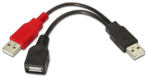 CABLE AISENS USB 2.0 A/M+A ALIMENTACION/M-A/H NEGRO 15CM