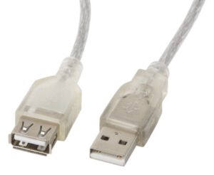CABLE ALARGADOR LANBERGUSB 2.0 MACHO HEMBRA FERRITA 1.8M TRANSPARENTE