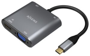 CABLE CONVERSOR AISENS USB-C A VGA/HDMI 4K/USB3.0/USB-C PD GRIS 15CM