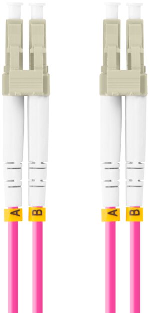 CABLE DE FIBRAOPTICA LANBERG 1M MULTI LC/UPC-LC/UPC DUPLEX OM4 50/125 LSZH VIOL