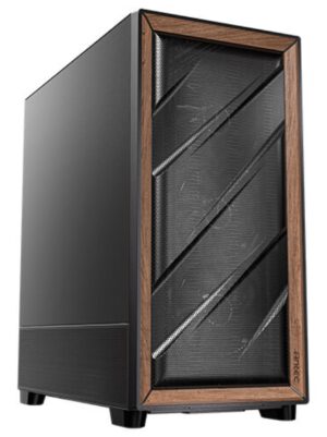 CAJA ANTEC FLUX SE ATX WOOD NEGRO 2XUSB SN FUENTE