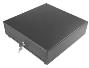 CAJON PORTAMONEDAS MUSTEK 410X415 MM 5 BILL/8 MON RJ12 MICROSWITCH NEGRO