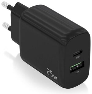 CARGADOR AISENS 25W 1XUSB-C PD3.0 1XUSB-A QC3.0 NEGRO