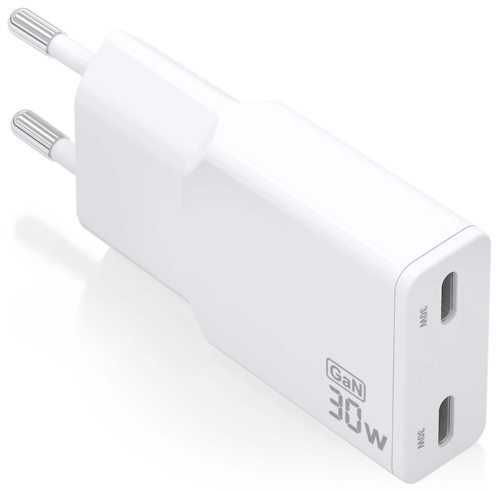 CARGADOR AISENS GAN ULTRA DELGADO 30W 2XUSB-C PD3.0 QC4.0 BLANCO