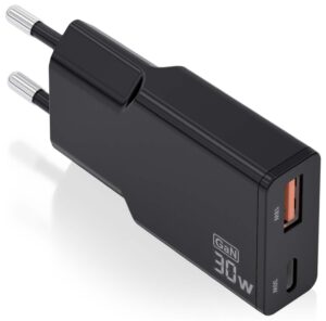 CARGADOR AISENS GAN ULTRA DELGADO 30W USB-C PD3.0 QC4.0 USB-A QC3.0
