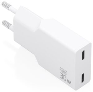 CARGADOR AISENS ULTRA DELGADO GaN 30W 2xUSB-C PD3.0 BLANCO