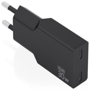 CARGADOR AISENS ULTRA DELGADO GaN 30W 2xUSB-C PD3.0 NEGRO