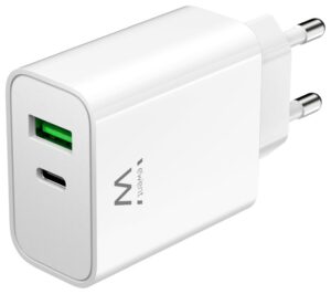 CARGADOR MOVIL EWENT CARGA RAPIDA PUERTOS USB-C Y USB-A 30W BLANCO