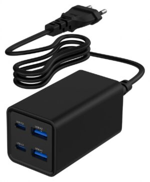 CARGADOR RAPIDO GEMBIRD USB POWERDELIVERY GAN DE 4 PUERTOS 65 W NEGRO