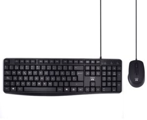 COMBO TECLADO RATON EWENT ESPAÑOL ESCRITURA SILENCIOSA USB NEGRO