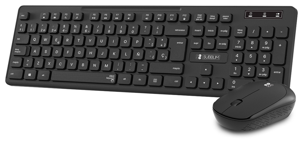 COMBO TECLADO RATON SUBBLIM BUSINESS SLIM SILENCIOSO RF INALAMBRICO NEGRO