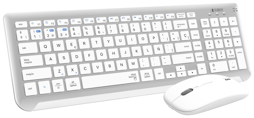 COMBO TECLADO RATON SUBBLIM DUAL PRESTIGE BLUETOOTH PLATA/BLANCO