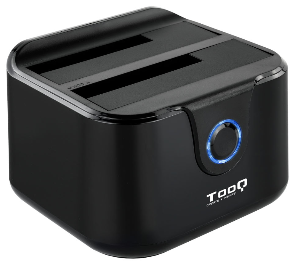 DOCK TOOQ TQDS-802B 2xSATA 2,5"/3,5" USB 3.0, CLONE OTB NEGRO