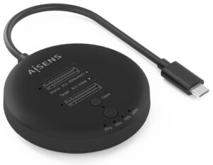 ESTACION DOCKING AISENS DOBLE BAHIA NVME USB 3.2 GEN2X2 CLONE NEGRO