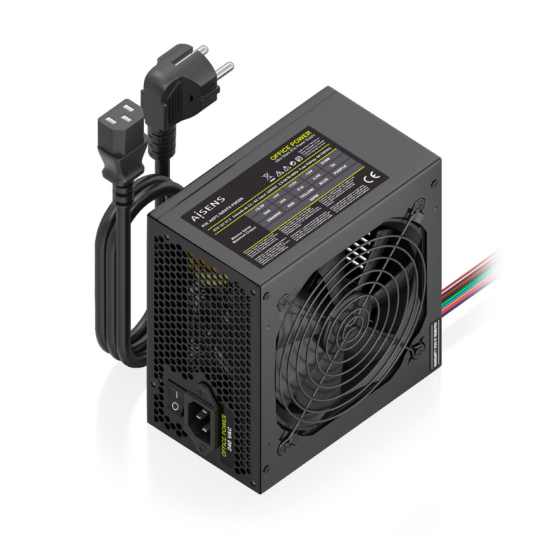 FUENTE ALIMENTACION AISENS ATX 500W CABLE ALIMENTACION OEM NEGRA