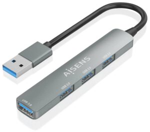 HUB AISENS USB 3.0 ALUMINIO 1XUSB3.0 A/H 3XUSB2.0 A/H GRIS 10CM