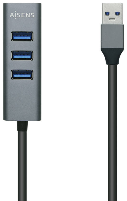 HUB AISENS USB 3.0 ALUMINIO TIPO A M-4XTIPO A H GRIS 10CM