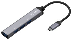 HUB AISENS USB 3.1 USB-C USB-C/M-4XTIPO A/H GRIS 10CM