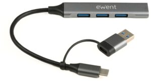 HUB EWENT EW1154 USB-C 3.2 GEN1 5GBPS 1XUSB-A 3.2 3XUSB-A 2.0 ALUMINIO