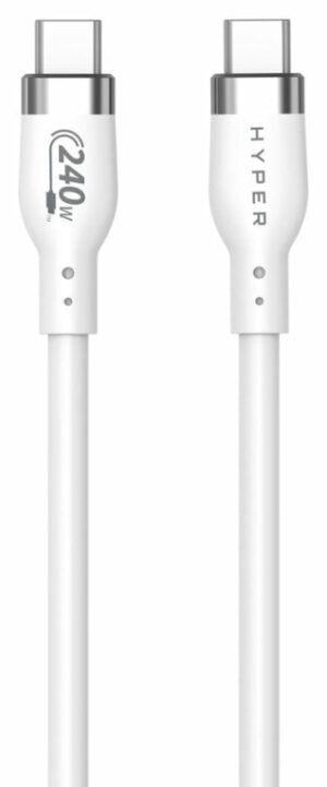 HYPER 2M SILICONE 240W USB-C CHARGING CABLE - WHITE