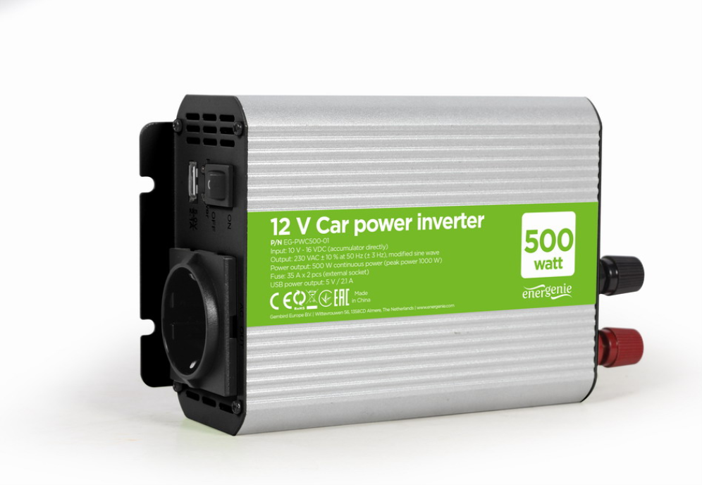 INVERSOR DE CORRIENTE GEMBIRD PARA COCHE DE 12V 500W