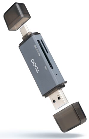 LECTOR TARJETAS TOOQ USB 3.0 (USB-C+USB-A) SD/TF GRIS