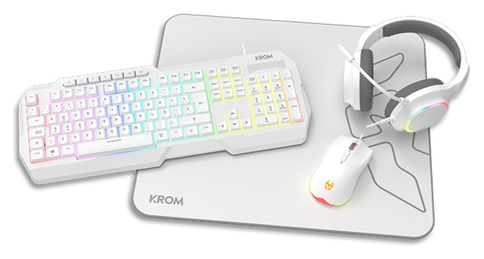 PACK KROM 4 EN 1 RGB KENYA GAMING COMBO BLANCO