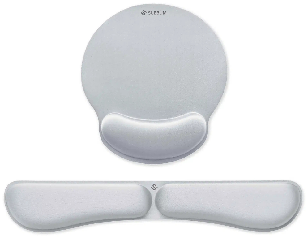 PACK SUBBLIM ERGO MEMORYFLEX -REPOSAMUÑECAS TECLADO Y RATON PLATA