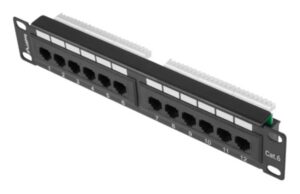 PATCH PANEL LANBERG 12 PUERTOS 1U 10" CAT.6 NEGRO
