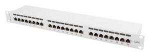 PATCH PANEL LANBERG 24 PUERTOS 1U 19" CAT.6 FTP GRIS