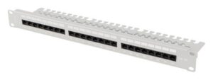 PATCH PANEL LANBERG 24 PUERTOS 1U 19" CAT.6A UTP CON ORGANIZADOR CABLES GRIS