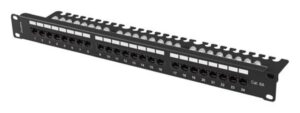 PATCH PANEL LANBERG 24 PUERTOS 1U 19" CAT.6A UTP CON ORGANIZADOR CABLES NEGRO