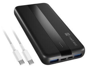 POWERBANK NATEC TREVI SLIM QV2 10000MAH 2XUSB-A 18W + 1XUSB-C 20W + CABLE USB-C