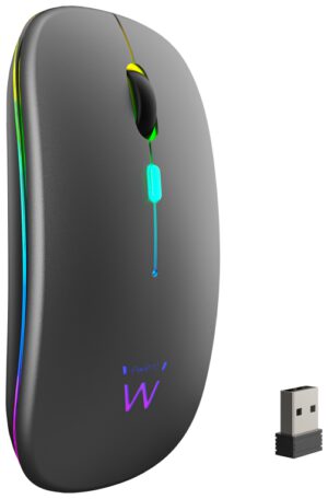 RATON EWENT DUAL NEGRO RGB BLUETOOTH BATERIA RECARGABLE