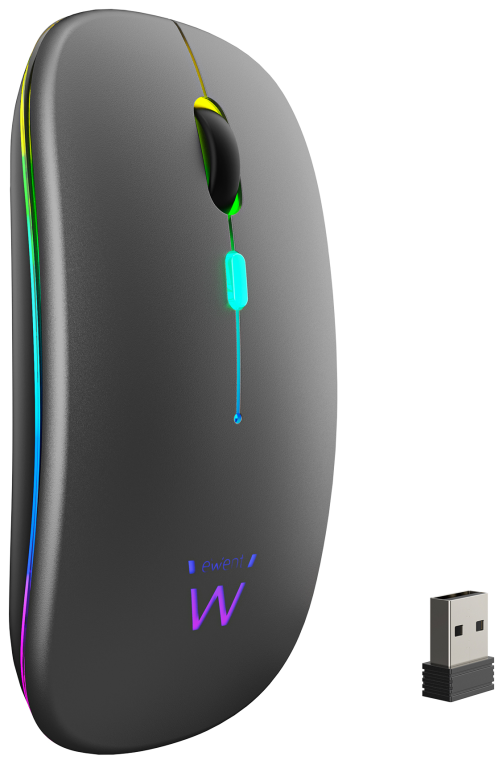 RATON EWENT DUAL NEGRO RGB BLUETOOTH BATERIA RECARGABLE