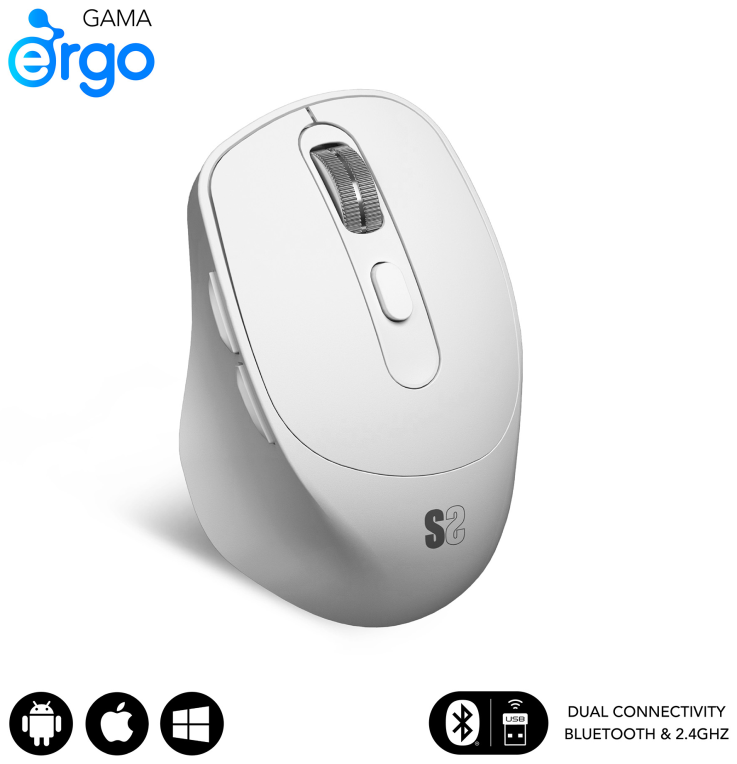 RATON SUBBLIM ERGO DUAL BLANCO BLUETOOTH BATERIA RECARGABLE