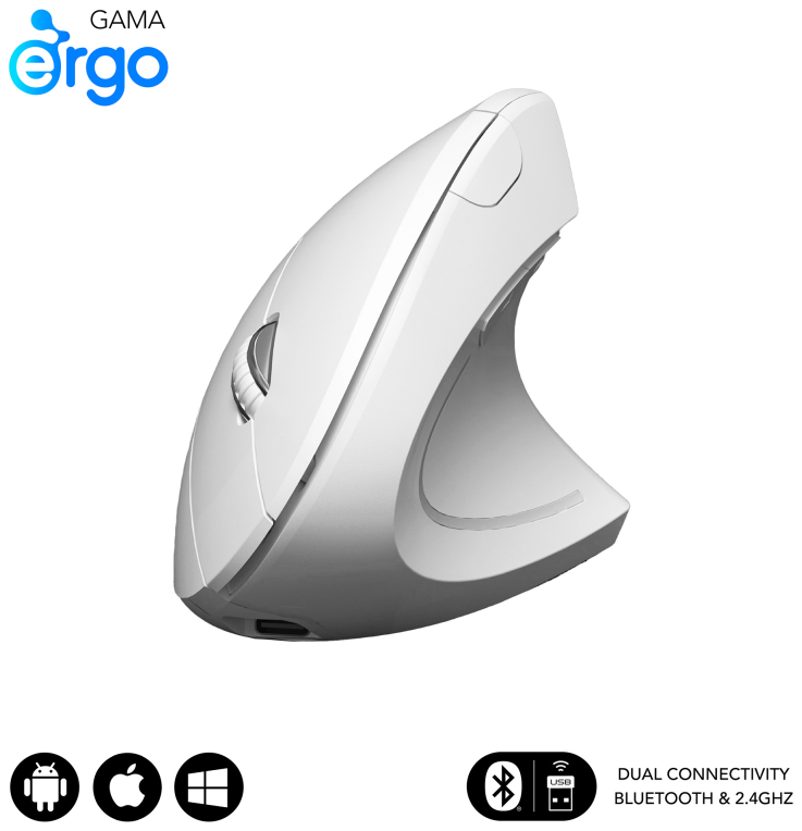 RATON SUBBLIM GLIDE ERGO DUAL BLANCO BLUETOOTH BATERIA RECARGABLE
