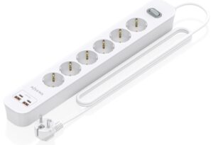 REGLETA ENCHUFES AISENS MULTIFUNCION 6 TOMAS+2xUSB-C 2xUSB-A 1.4M BLANCO