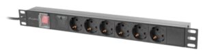REGLETA LANBERG 1U 16A RACK 19 6X SOCKET SCHUKO NEGRO 2M