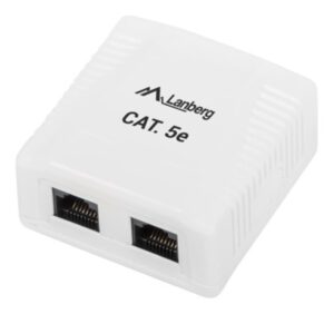 ROSETA DE SUPERFICIE LANBERG CAT.5E UTP 2X TOMA RJ45 BLANCO